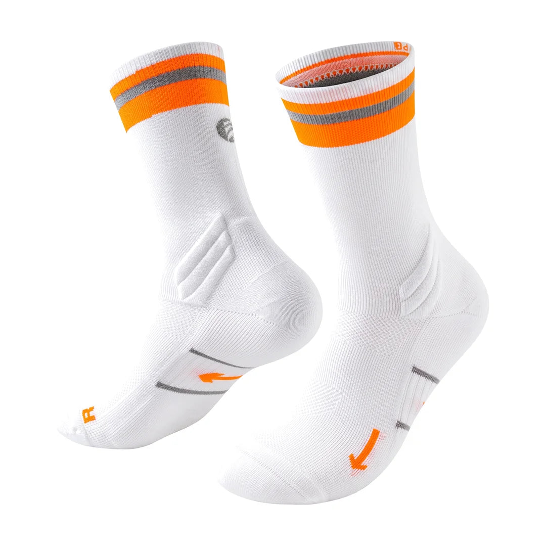 Sprint Pro Compression Running Socks - White Orange